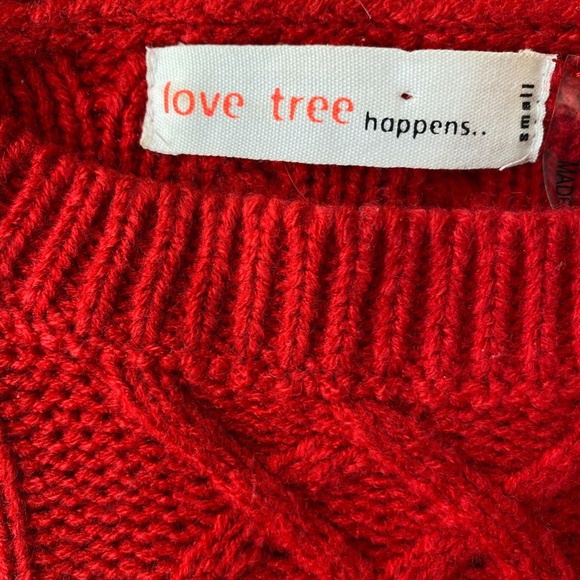 Red Sweater w/ Faux Suede Elbow Patches - Picture 3 of 3